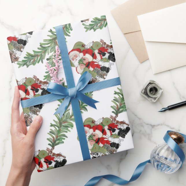 Papel De Presente Papais noeis De Natal E Coelhos Coelhinhos Cuecas (Presentear)