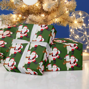 Papel De Presente Papais noeis de Natal e filme de lama
