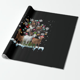 Papel De Presente Papais noeis de Natal em Árvore Goat Lover's