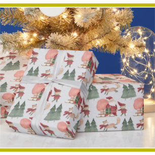 Papel De Presente Papais noeis de Natal encantadores Elves Snow