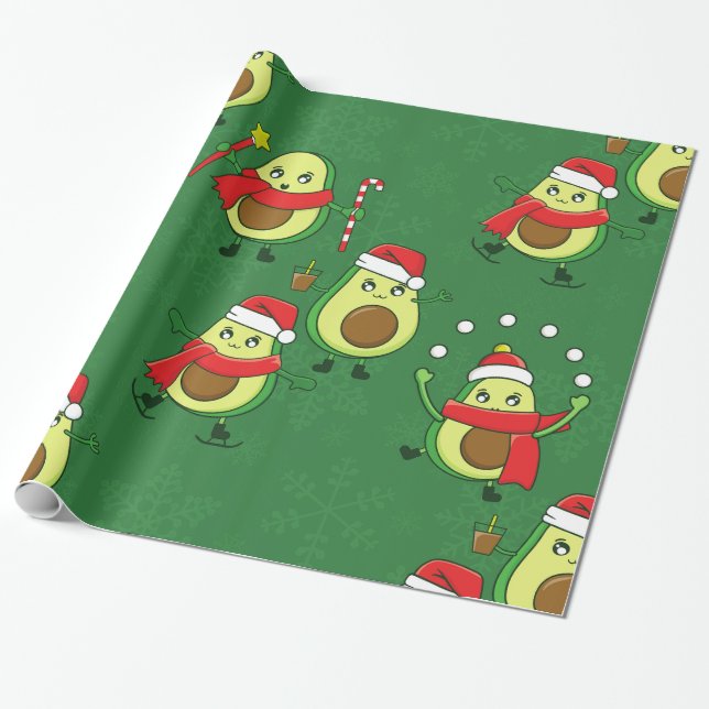 Papel De Presente papais noeis de natal feios avocado inverno (Desenrolado)