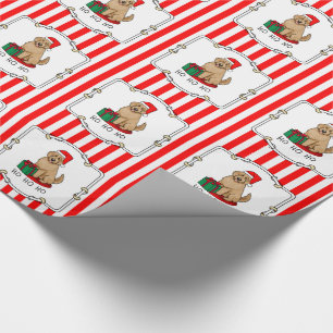 Papel De Presente Papais noeis de Natal Goldendoodle (ouro vermelho)