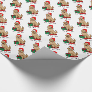 Papel De Presente Papais noeis de Natal Goldendoodle (ouro vermelho)