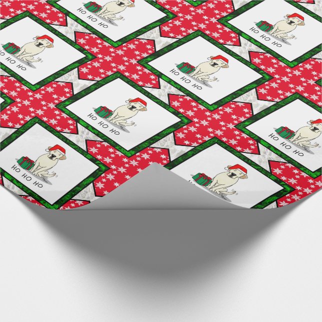 Papel De Presente Papais noeis de Natal - Labrador Amarelo - Custa p (Ponta)
