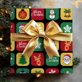 Papel De Presente Papais noeis de Natal modernos - Ornamento de Árvo