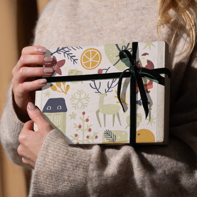 Papel De Presente Papais noeis de Natal Reindeer Presente (Criador carregado)