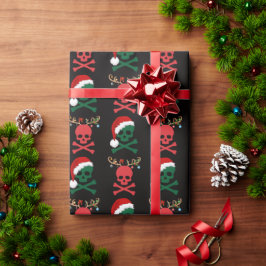 Papel De Presente Papais noeis de Natal Reindeer Skull e Ossos
