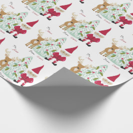 Papel De Presente Papais noeis de Natal Reindet Personalizado para e