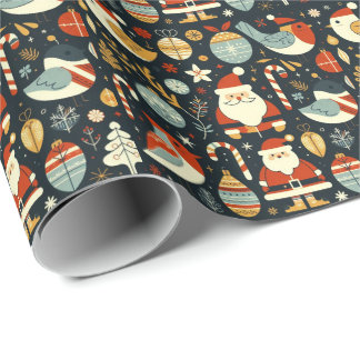 Papel De Presente Papais noeis de Natal Robins de bandeira romena