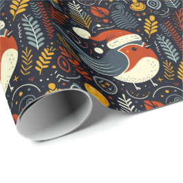 Papel De Presente Papais noeis de Natal Robins de bandeira romena