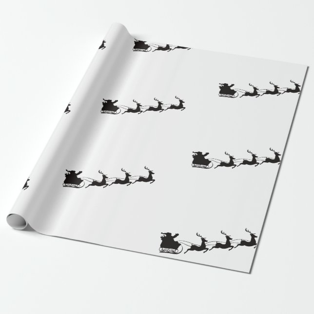 Papel De Presente Papais noeis de Natal Sleigh e Reindeer (Desenrolado)