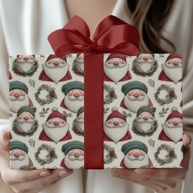 Papel De Presente Papais noeis de Natal Whimsso com Mortes Festivas (Criador carregado)