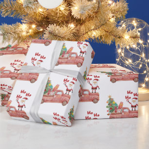 Papel De Presente Papais noeis de padrão de colheita modernos em árv