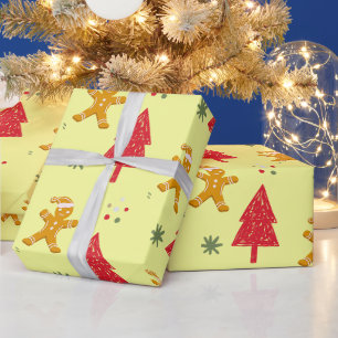 Papel De Presente papais noeis de pão de feliz com floco de neve Pat