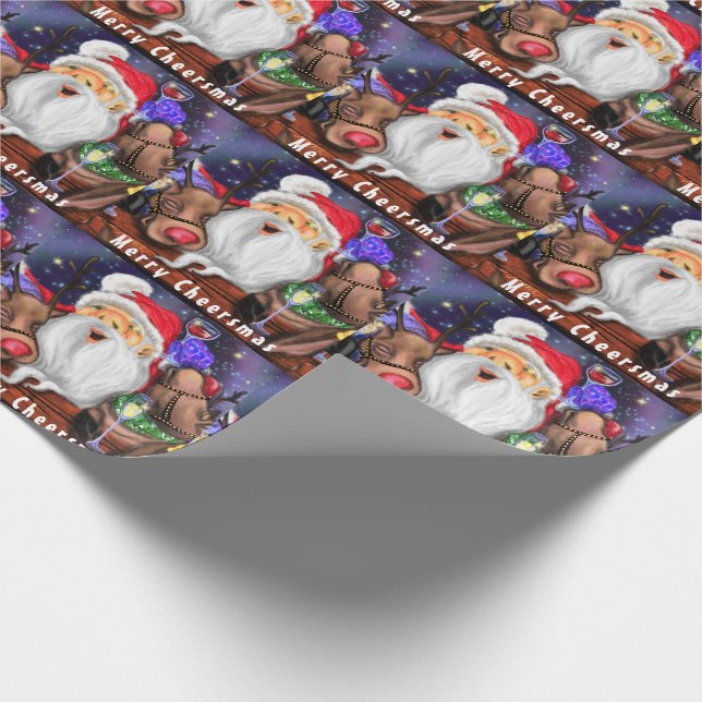 Papel De Presente Papais noeis de papel de enrolamento de Natal com  (Ponta)