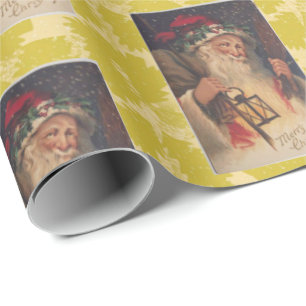 Papel De Presente Papais noeis De Papel De Moldagem De Natal, Vintag