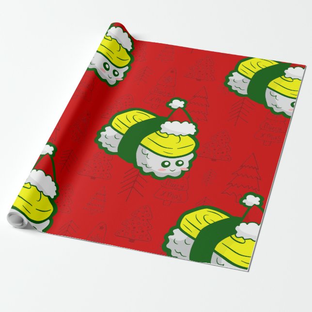 Papel De Presente papais noeis de sushi de brinde de tamago de natal (Desenrolado)