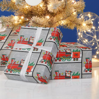 Papel De Presente Papais noeis de trem retrorreflectores da Vintage