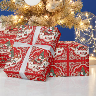 Papel De Presente Papais noeis de Vintage de Papel de Moldagem de Na