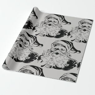 Papel De Presente Papais noeis de Vintage Natal preto e Cinza