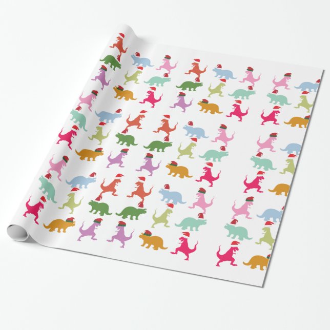 Papel De Presente Papais noeis Dinos (Desenrolado)