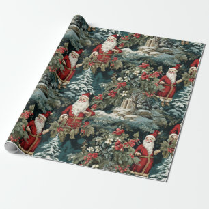 Papel De Presente Papais noeis do Jardim de inverno III
