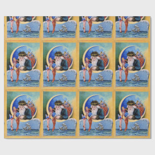 PAPEL DE PRESENTE PAPAIS NOEIS DOS ALVADORES, LUA, MEIAS DE NATAL E 