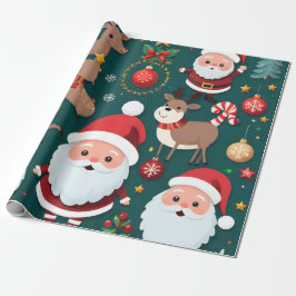 Papel De Presente "Papais noeis e suas renas"