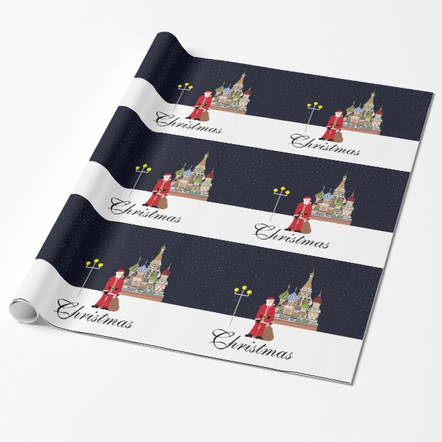 Papel De Presente Papais noeis Em Moscou Documento De Vestido De Nat (Desenrolado)