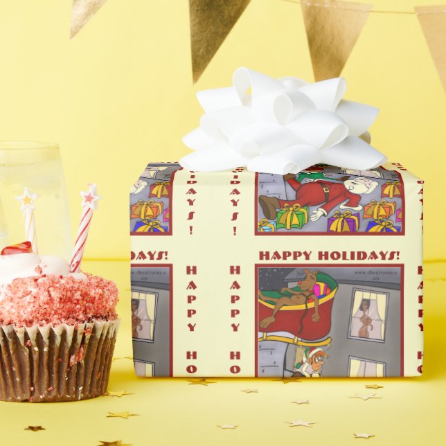 Papel De Presente Papais noeis Engraçados Acidente Papel de Embalage (Festa de aniversário)