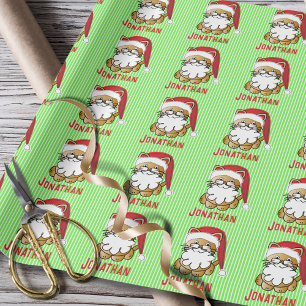 Papel De Presente Papais noeis Engraçados Cartoon Personalizado