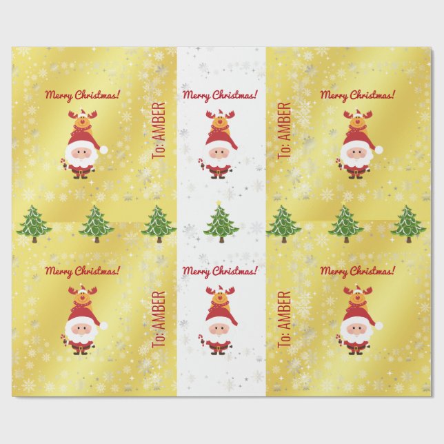 Papel De Presente Papais noeis Engraçados Elegantes Rudolph Personal (Aberto)