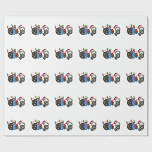 Papel De Presente Papais noeis Engraçados Sentindo Dumbbeldes Envolv