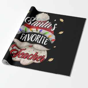 Papel De Presente Papais noeis Favoritos Professor Santa Hat Luz de