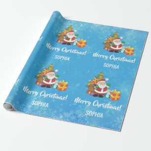 Papel De Presente Papais noeis Feliz de Natal - Nome Personalizado