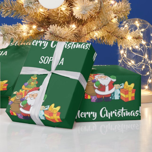 Papel De Presente Papais noeis Feliz de Natal - Nome Personalizado d (Feriados)
