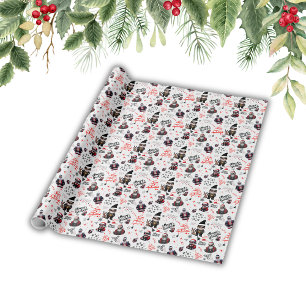 Papel De Presente Papais noeis Gangster Bonitos Feliz Natal em Branc