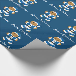 Papel De Presente Papais noeis Gingercake Man Blue Papel de enrola