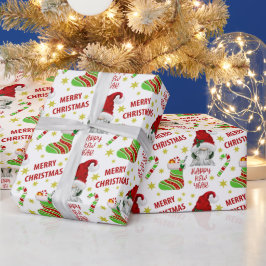 Papel De Presente Papais noeis Gnomo e Natal Feliz
