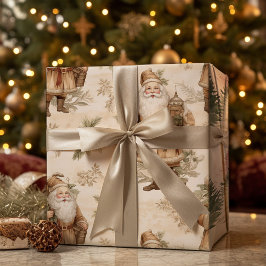 Papel De Presente Papais noeis grandes retrorDourados