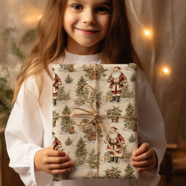 Papel De Presente Papais noeis grandes retrorDourados