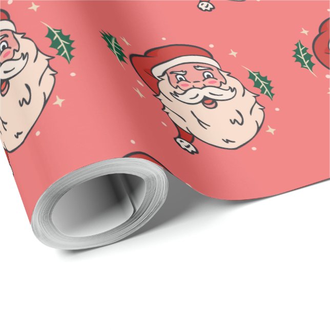 Papel De Presente Papais noeis Ilustração Feriados de Natal (Ponta do rolo)