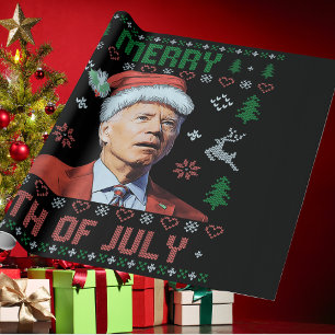 Papel De Presente Papais noeis Joe Biden Feliz 4 de julho Feliz Nata