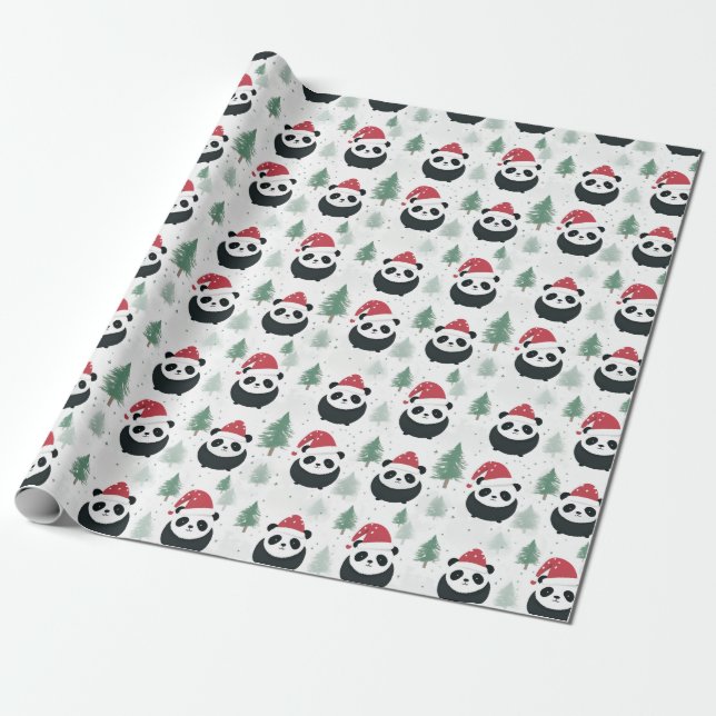 Papel De Presente Papais noeis Kawaii Panda (Desenrolado)