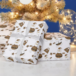 Papel De Presente Papais noeis Leopardo - Padrão de Estrela de Carte
