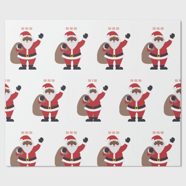 Papel De Presente Papais noeis Mágicos Afro-Americanos Holiday (Barra)