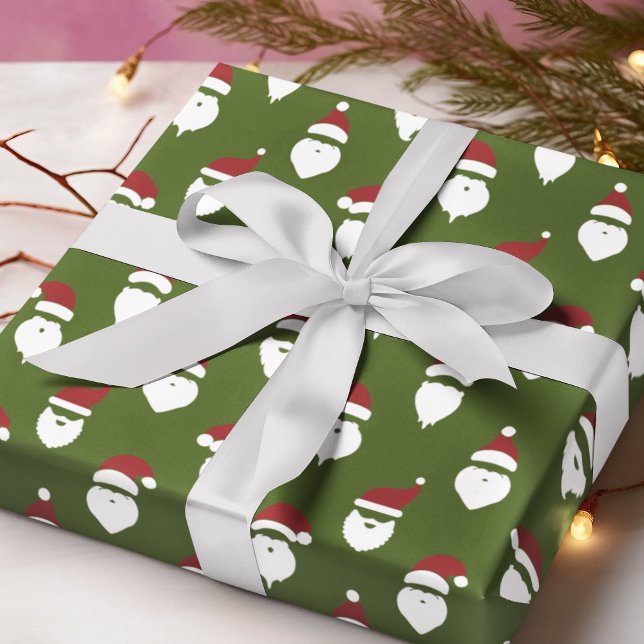 Papel De Presente Papais noeis modernos Silhouette Green Christmas (Criador carregado)