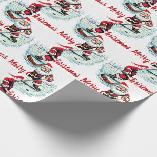Papel De Presente Papais noeis Modernos Tendentes Jogando Hóquei no 