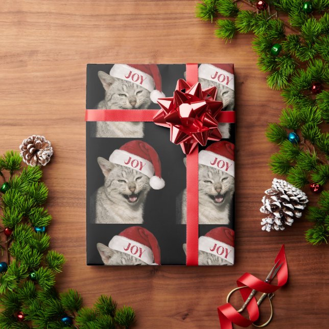 Papel De Presente Papais noeis Muito Engraçados Gato Ria Foto Natal (Presente de Natal)