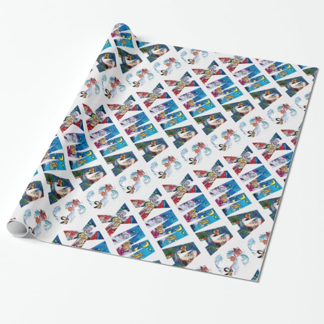 Papel De Presente Papais noeis MUSICAIS E FESTA NOTURNA SNOWMAN XMAS (Desenrolado)